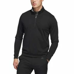 Adidas Elevated Quarter Zip Pullover -Cheap Golf Apparel Store adidas 2023 elevated quarter zip pullover black itempicture