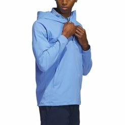 Adidas Ripstop Quarter Zip Hoodie -Cheap Golf Apparel Store adidas 2023 ripstop quarter zip hoodie blue fusion side itempicture