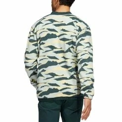 Adidas Texture Print Crewneck -Cheap Golf Apparel Store adidas fw22 texture print crewneck linen green back itempicture