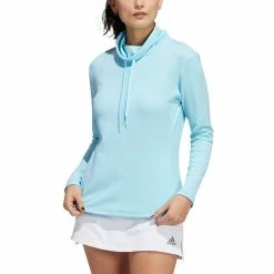 Adidas FW22 Women's Melange High Mock Pullover -Cheap Golf Apparel Store adidas fw22 womens melange high mock pullover bliss blue front itempicture