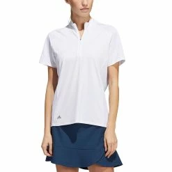 Adidas Women's Short Sleeve Mock Neck Polo -Cheap Golf Apparel Store adidas ss22 womens short sleeve mock neck polo white itempicture