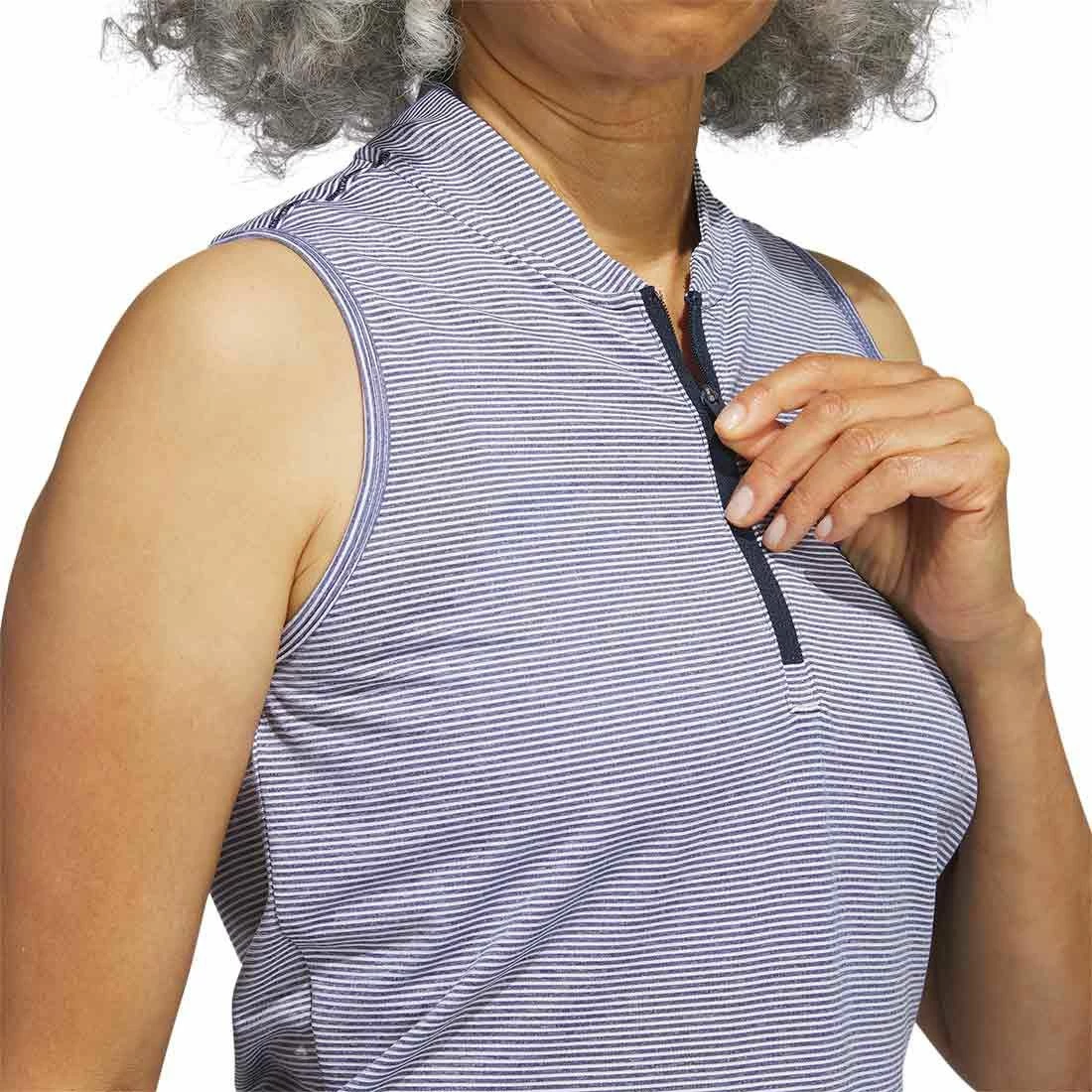 Adidas Women's Two Color Ottoman Sleeveless Polo 6 Adidas Women's Two Color Ottoman Sleeveless Polo - Image 6