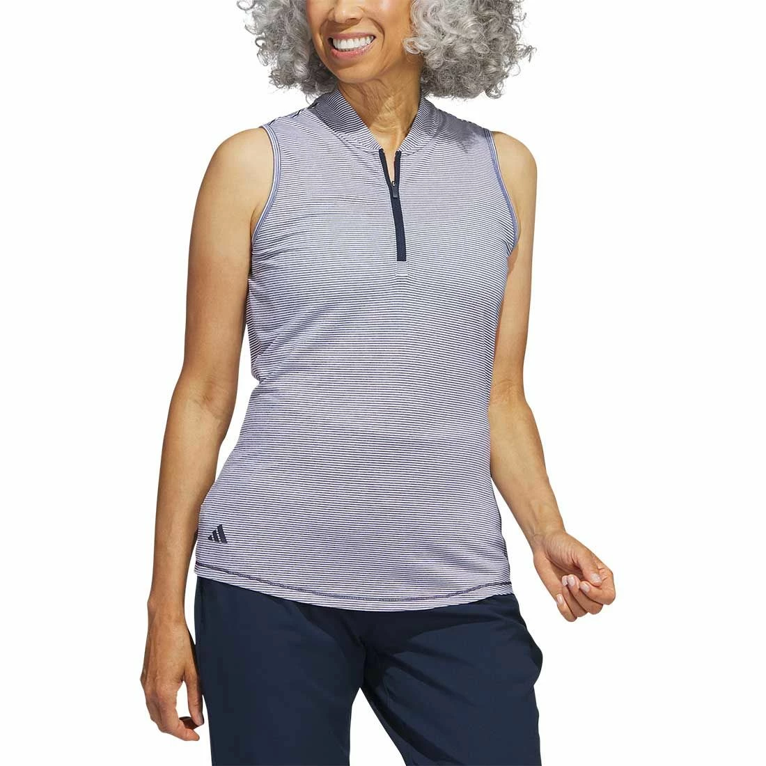 Adidas Women's Two Color Ottoman Sleeveless Polo 4 Adidas Women's Two Color Ottoman Sleeveless Polo - Image 4