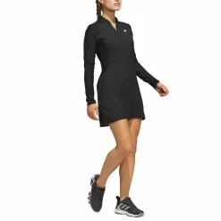Adidas Women's Long Sleeve Golf Dress -Cheap Golf Apparel Store adidas ss23 womens long sleeve golf dress black side itempicture