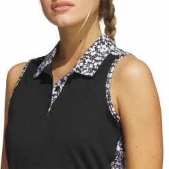 Adidas Women's Ultimate365 Printed Sleeveless Polo 11 Adidas Women's Ultimate365 Printed Sleeveless Polo -Cheap Golf Apparel Store adidas ss23 womens ultimate365 printed sleeveless polo black detail itempicture