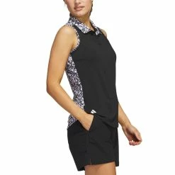 Adidas Women's Ultimate365 Printed Sleeveless Polo 9 Adidas Women's Ultimate365 Printed Sleeveless Polo -Cheap Golf Apparel Store adidas ss23 womens ultimate365 printed sleeveless polo black side itempicture