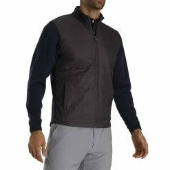 FootJoy Full Zip Hybrid Jacket -Cheap Golf Apparel Store footjoy full zip hybrid jacket charcoal navy front itempicture