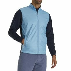 FootJoy Full Zip Hybrid Jacket -Cheap Golf Apparel Store footjoy full zip hybrid jacket light blue navy front itempicture