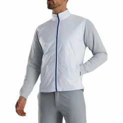 FootJoy Full Zip Hybrid Jacket -Cheap Golf Apparel Store footjoy full zip hybrid jacket white grey front itempicture