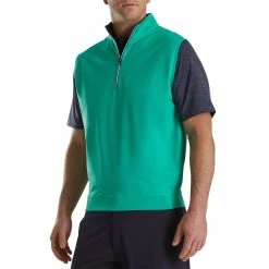 FootJoy Half Zip Pullover Vest -Cheap Golf Apparel Store footjoy half zip pullover vest sea green front itempicture