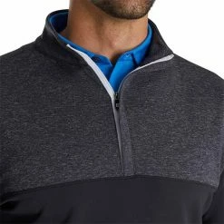 FootJoy Heather Yoke Half Zip Pullover 17 FootJoy Heather Yoke Half Zip Pullover -Cheap Golf Apparel Store footjoy heather yoke half zip pullover black detail itempicture