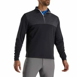 FootJoy Heather Yoke Half Zip Pullover 15 FootJoy Heather Yoke Half Zip Pullover -Cheap Golf Apparel Store footjoy heather yoke half zip pullover black front itempicture