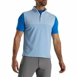 FootJoy Heather Yoke Half Zip Vest -Cheap Golf Apparel Store footjoy heather yoke half zip vest dusk blue front itempicture