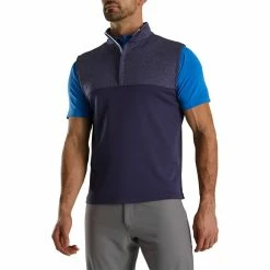 FootJoy Heather Yoke Half Zip Vest -Cheap Golf Apparel Store footjoy heather yoke half zip vest navy front itempicture