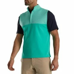 FootJoy Heather Yoke Half Zip Vest -Cheap Golf Apparel Store footjoy heather yoke half zip vest sea green front itempicture