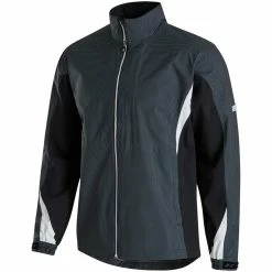 FootJoy HydroLite Rain Jacket -Cheap Golf Apparel Store footjoy hydrolite rain jacket charcoal black houndstooth hero itempicture