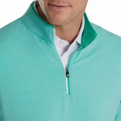 FootJoy Lightweight Striped Quarter Zip 8 FootJoy Lightweight Striped Quarter Zip -Cheap Golf Apparel Store footjoy lightweight striped quarter zip sea green white detail itempicture