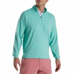 FootJoy Lightweight Striped Quarter Zip 7 FootJoy Lightweight Striped Quarter Zip -Cheap Golf Apparel Store footjoy lightweight striped quarter zip sea green white front itempicture