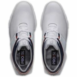 FootJoy Pro SL Golf Shoes White/Navy/Red -Cheap Golf Apparel Store footjoy pro sl golf shoes white navy red 53074 top itempicture