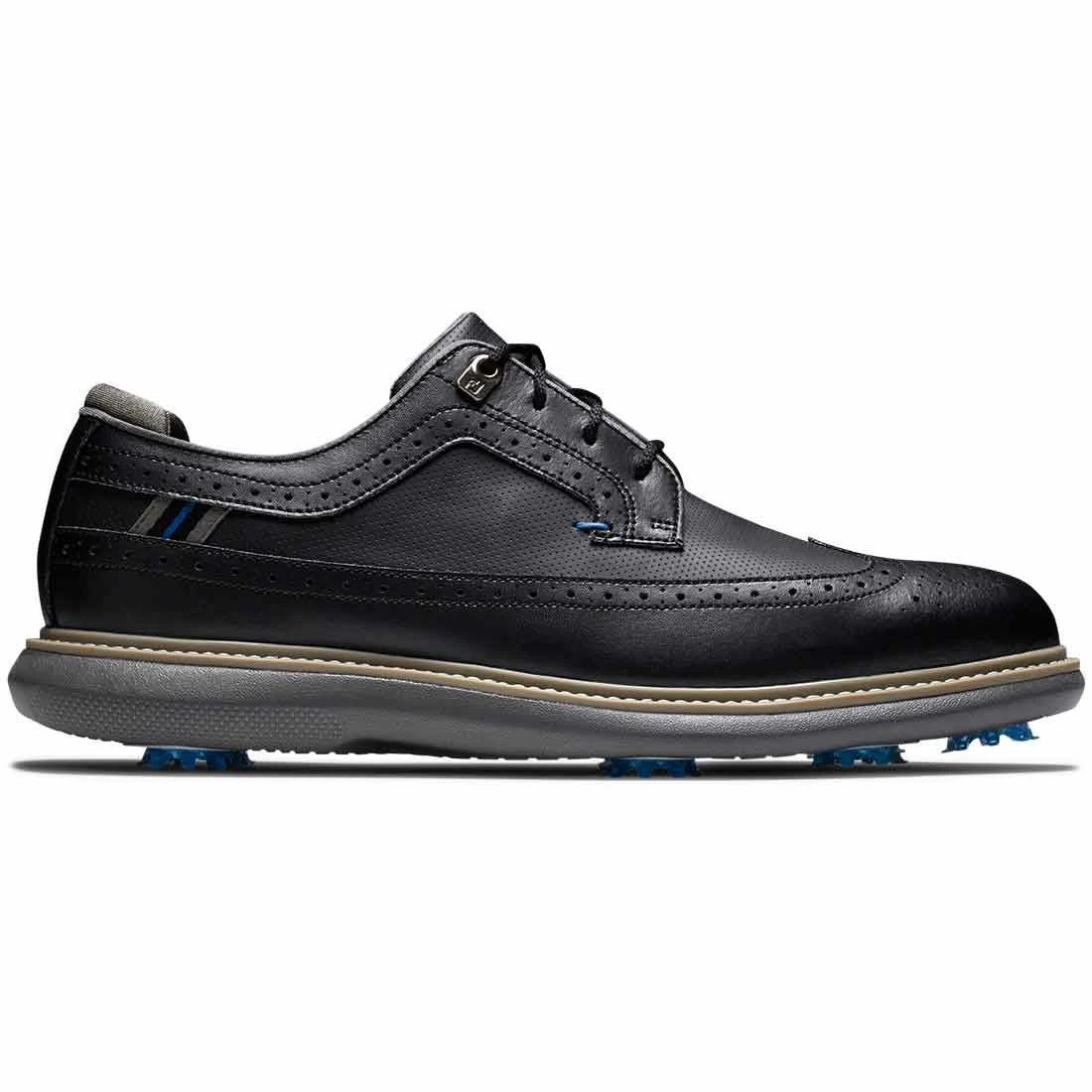 FootJoy Traditions Wing Tip Golf Shoes Black/Blue/Grey 1 FootJoy Traditions Wing Tip Golf Shoes Black/Blue/Grey
