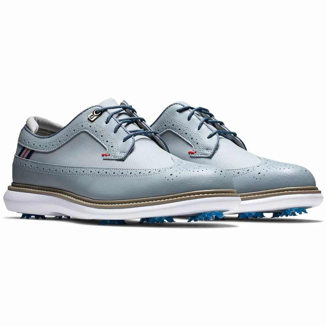 FootJoy Traditions Wing Tip Golf Shoes Grey/Navy/Red 4 FootJoy Traditions Wing Tip Golf Shoes Grey/Navy/Red - Image 4