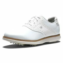 FootJoy Women's Traditions Saddle Golf Shoes White -Cheap Golf Apparel Store footjoy womens traditions golf shoes white white angle itempicture