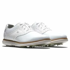 FootJoy Women's Traditions Saddle Golf Shoes White -Cheap Golf Apparel Store footjoy womens traditions golf shoes white white pair itempicture