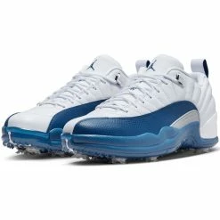 Nike Air Jordan XII Low G Golf Shoes White/French Blue -Cheap Golf Apparel Store nike air jordan xii low golf shoe white french blue pair itempicture