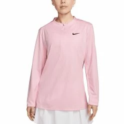 Nike Women's Dri-FIT UV Advantage Half-Zip Pullover -Cheap Golf Apparel Store nike womens dri fit club half zip uv pullover medium soft pink front itempicture