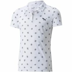 Puma Girls MATTR Hibiscus Polo -Cheap Golf Apparel Store puma 2022 girls mattr hibiscus polo white front itempicture