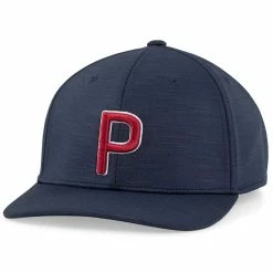 Puma P Snapback Hat -Cheap Golf Apparel Store puma 2022 p snapback hat navy blazer ski patrol itempicture