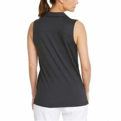 Puma Women's CLOUDSPUN Coast Sleeveless Polo -Cheap Golf Apparel Store puma 2022 womens cloudspun coast sleeveless polo black back model itempicture