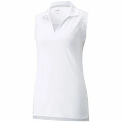 Puma Women's CLOUDSPUN Coast Sleeveless Polo -Cheap Golf Apparel Store puma 2022 womens cloudspun coast sleeveless polo white itempicture