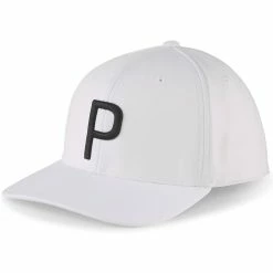 Puma P Snapback Hat -Cheap Golf Apparel Store puma 2023 p snapback hat white black itempicture