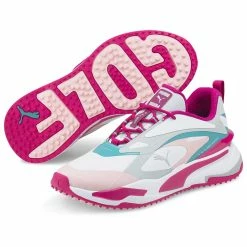 Puma Women's GS-Fast Golf Shoes White/Chalk Pink/Porcelain -Cheap Golf Apparel Store puma womens gs fast golf shoes white chalk pink porcelain pair itempicture