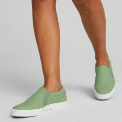 Puma Women's Tustin Fusion Slip-On Golf Shoes Dusty Green/White -Cheap Golf Apparel Store puma womens laguna tustin slipon sunset pink white 376783 04 mod1 itempicture