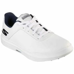 Skechers GO GOLF Drive 5 Relaxed Fit Golf Shoes White/Navy -Cheap Golf Apparel Store skechers go golf drive 5 relaxed fit golf shoes white navy 214037 wnv toe itempicture